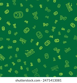 Set line Airplane window, Plane landing and Radar on seamless pattern. Vector