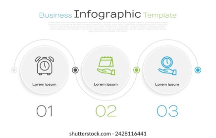 Set line Alarm clock, Calendar and Clock. Business infographic template. Vector