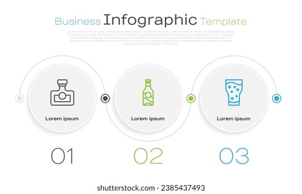 Set line Alcohol drink Rum, Beer bottle and Glass of beer. Business infographic template. Vector
