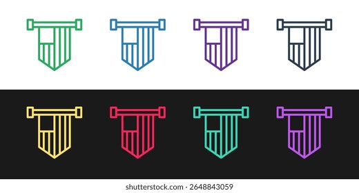 Set line American flag icon isolated on black and white background. Flag of USA. United States of America.  Vector