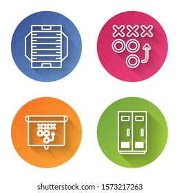 Set line American football field, Planning strategy concept, Planning strategy concept and Locker or changing room for football, basketball team or workers. Color circle button. Vector