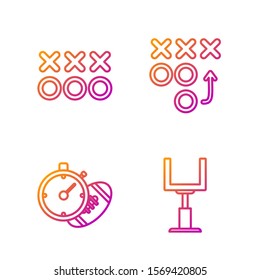 Set line American football goal post, American Football ball and stopwatch, Planning strategy concept and Planning strategy concept. Gradient color icons. Vector