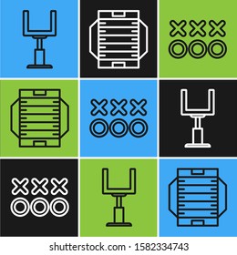Set line American football goal post, Planning strategy concept and American football field icon. Vector