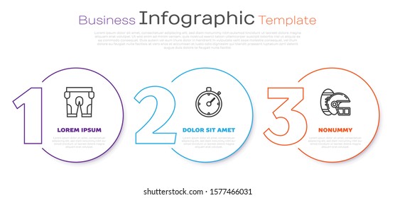 Set line American football shorts, Stopwatch and American Football ball and helmet. Business infographic template. Vector