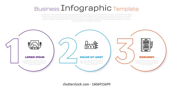 Set line Ampere meter, multimeter, voltmeter, Power station plant and factory and Electrical panel. Business infographic template. Vector