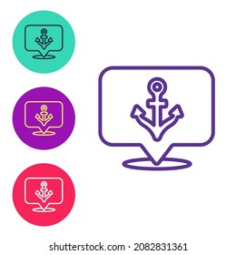 Set line Anchor icon isolated on white background. Set icons colorful. Vector