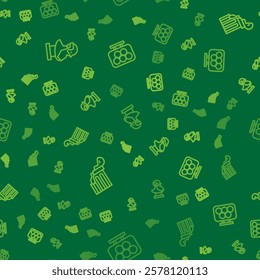 Set line Ancient bust sculpture, Broken ancient column and Olympic rings on seamless pattern. Vector