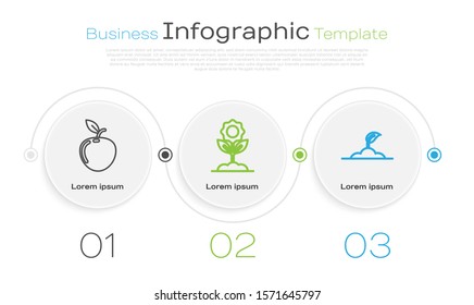 Set line Apple, Flower and Sprout. Business infographic template. Vector