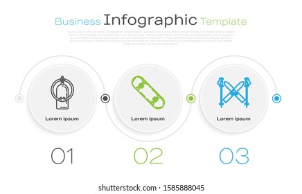 Set line Aqualung, Skateboard trick and Ski and sticks. Business infographic template. Vector