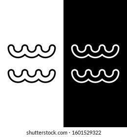 Set line Aquarius zodiac sign icon isolated on black and white background. Astrological horoscope collection.  Vector Illustration
