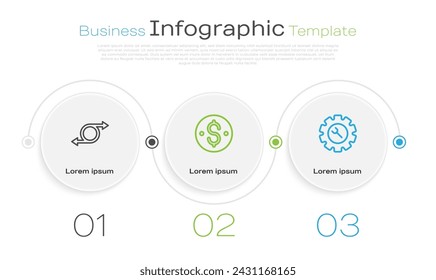Set line Arrow, Dollar symbol and Wrench and gear. Business infographic template. Vector