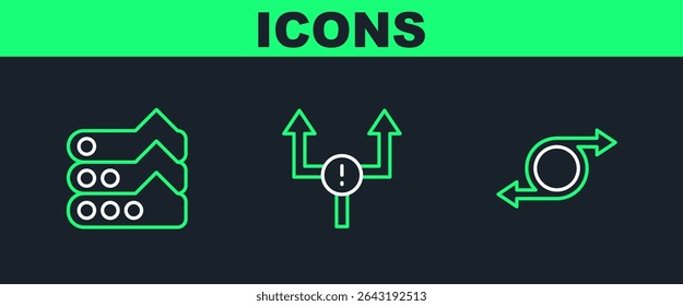 Set line Arrow, Graph, chart, diagram and  icon. Vector