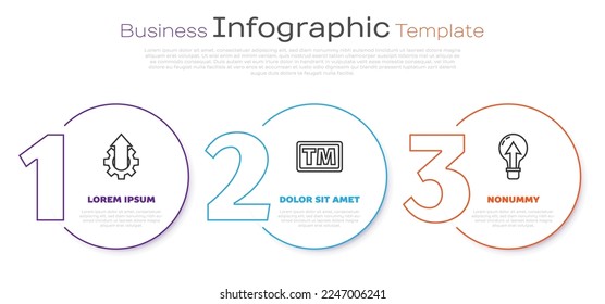 Set line Arrow growth gear business, Trademark and Light bulb. Business infographic template. Vector