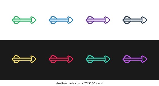 Set line Arrow icon isolated on black and white background.  Vector