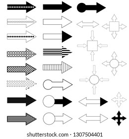 Set of line arrow isolated on white background. Vector illustration.