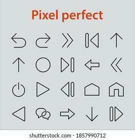 Set of line arrows, directions, arrows, contains icons such as pause, continuation, directly, to the right, Editable stroke. 480x480, On a white background, Vector illustration.