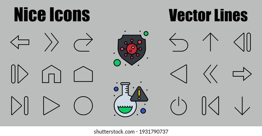 Set of line arrows, directions, arrows, contains icons such as pause, continuation, directly, to the right, Editable stroke. 480x480, On a white background, Vector illustration.