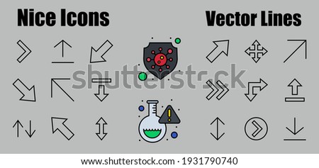 Set of line arrows,
directions, arrows, contains icons such as pause, continuation, directly, to the right, Editable stroke. 480x480, On a white background, Vector illustration.