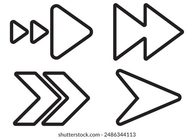 Set of line arrows icon, sign vector. Line Arrows vector, silhouette set. Direction red arrows, icon, cursor for web design. Vector illustration.