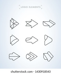 Set of line arrows. Logo icon collection 02. Vector illustration on white background