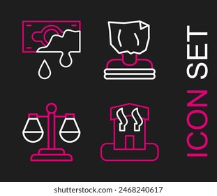 Fije la casa de los incendios provocados, Escalas de justicia, Icono de secuestro y dinero sangriento. Vector
