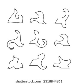 Set line art abstract hand icon logotype vector graphics, calligraphic abstract frame decorative Line art vector art 
