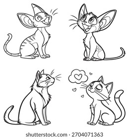 Set line art cat and illustrator isolated eps 10
