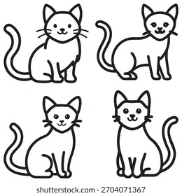 Set línea arte gato e ilustrador aislado eps 10