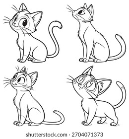 Set línea arte gato e ilustrador aislado eps 10