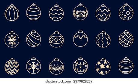 set of line art of christmas tree ball. isolated on a background. eps 10