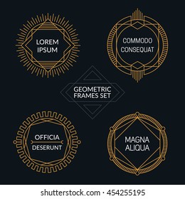 Set of 'Line Art" circle frames. Authentic Design Elements. Eps10 vector Illustration.