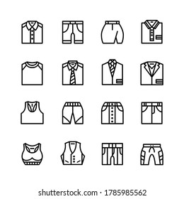 Set of line art clothes editable stroke icons