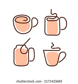 Set of line art coffee logo template. coffee icons set