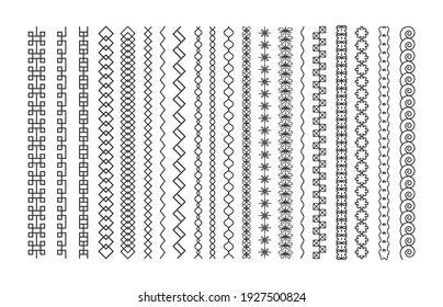 Set of line art decorative design elements, border and page rules frame vector illustration.