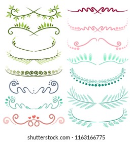 Set Of line art Decorative Elements. Vector