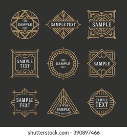 Set of Line Art Decorative Geometric Vector Frames and Borders. Vector Illustration. Vector Design Elements. Vintage Decoration 