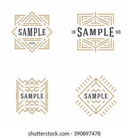 Set of Line Art Decorative Geometric Vector Frames and Borders. Vector Illustration. Vector Design Elements. Vintage Decoration 