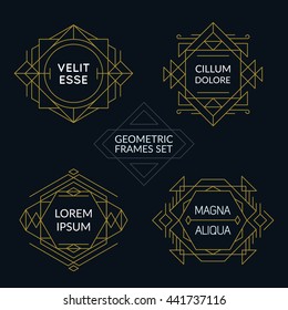 Set of Line Art decorative geometric frames. Futuristic Design Elements. Eps10 vector Illustration.