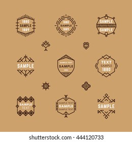 Set of Line Art Decorative Geometric Vector Frames and Borders with Brown Colors. Vector Ornaments, Vector Decoration, Line Ornament, Vector Logos, Vector Labels