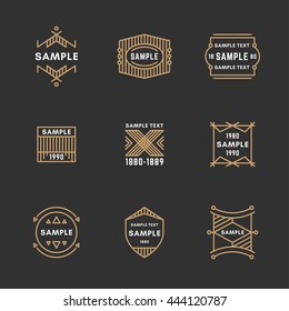 Set of Line Art Decorative Geometric Vector Frames and Borders with Golden and Black Colors. Vector Ornaments, Vector Decoration, Line Ornament, Vector Logos, Vector Labels