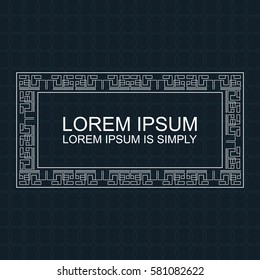 Set of Line Art decorative geometric frames. Futuristic Design Elements. Vector outline text template. Collection of vintage abstract decorative elements for your design.