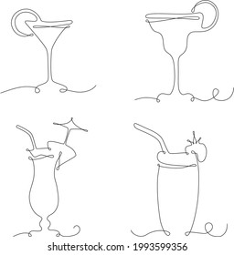 Set of line art drinks