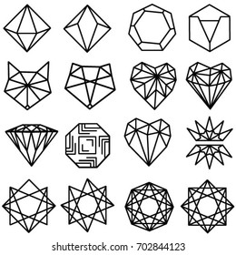 Set of line art elements, icons, vector illustration 