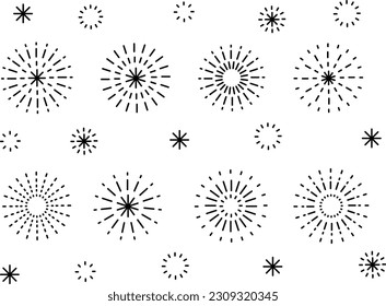 Set of Line Art Fireworks Materials