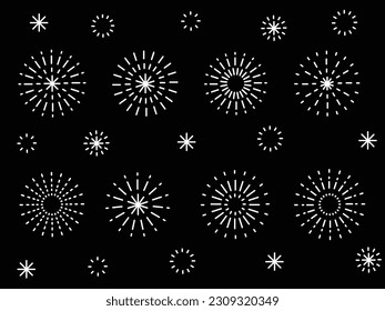 Set of Line Art Fireworks Materials