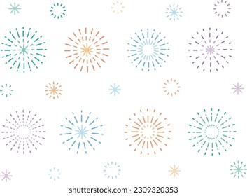 Set of Line Art Fireworks Materials