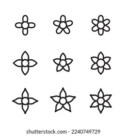 Set of line art flower vector for decoration. high quality nature vector illustration