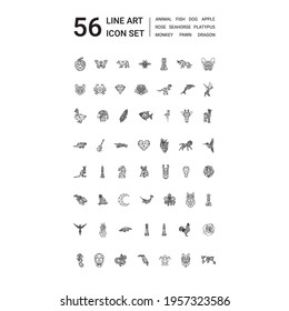 Set of line art icons