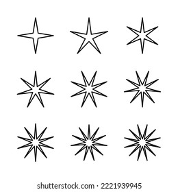 Juego de líneas icono de estrella de arte con fondo blanco para la decoración