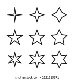 Set of Line Art Stars Icon for Decoration or Website Design